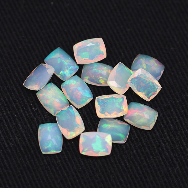 Squarish Rectangle Opal Faceted Gem, Natural Color, Strong Play-of-color, 1 Piece, MFFG1804