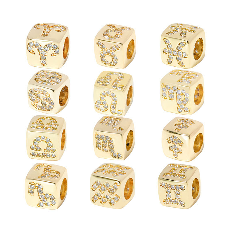 Star Sign, Brass Spacer Beads With Inlaid Cubic Zirconia, 1Piece, MFSP066