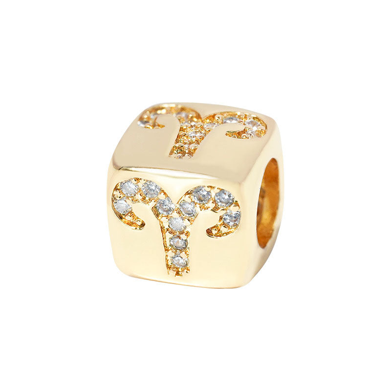 Star Sign, Brass Spacer Beads With Inlaid Cubic Zirconia, 1Piece, MFSP066