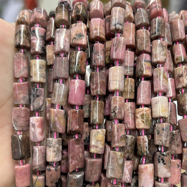 Natural Irregular Cylindrical Rhodonite Beads, Natural Color, 8*12mm, 1 Strand, MBGERHO010