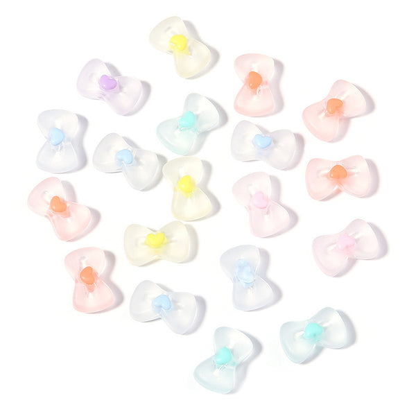 Bow Frosted Acrylic Bead With Inner Bead, 100g/500g, MBAC7006