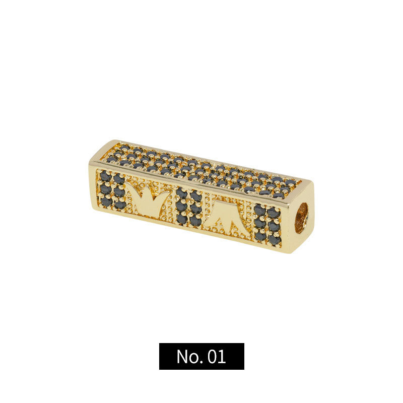 Brass Spacer Beads With Inlaid Cubic Zirconia, 1Piece, MFSP064