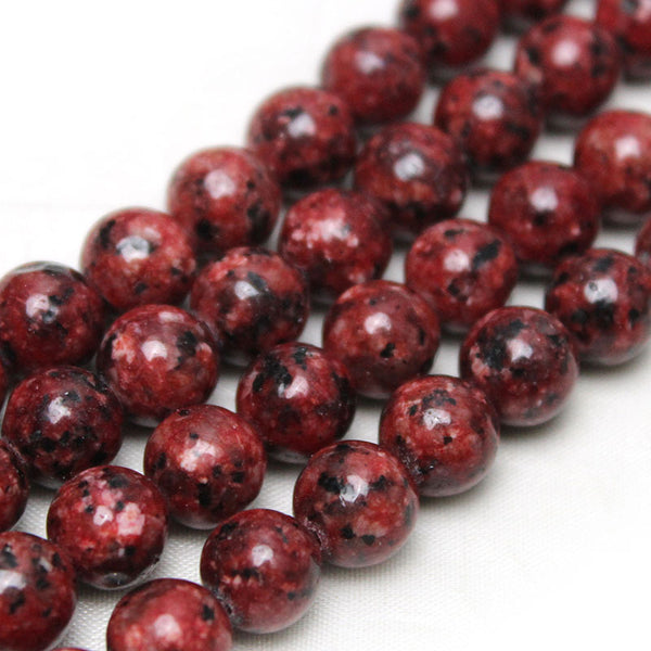 Red Sesame Jasper Beads, Dyed, 8mm, 1 Strand, MBGEJAS003