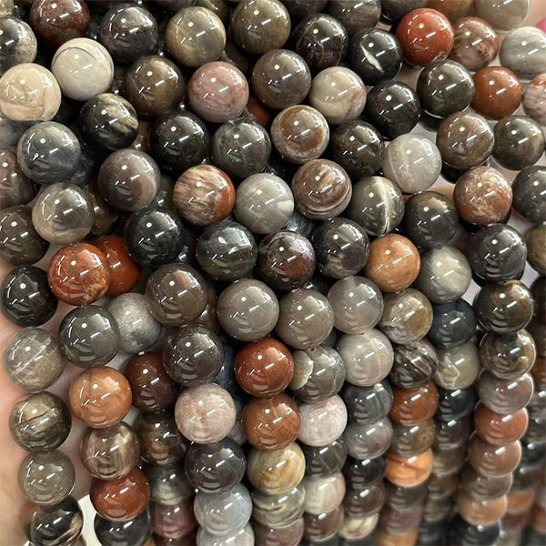 Natural Petrified Wood Beads, Natural Color, 4/6/8/10mm, 1 Strand, MBGEPFW001