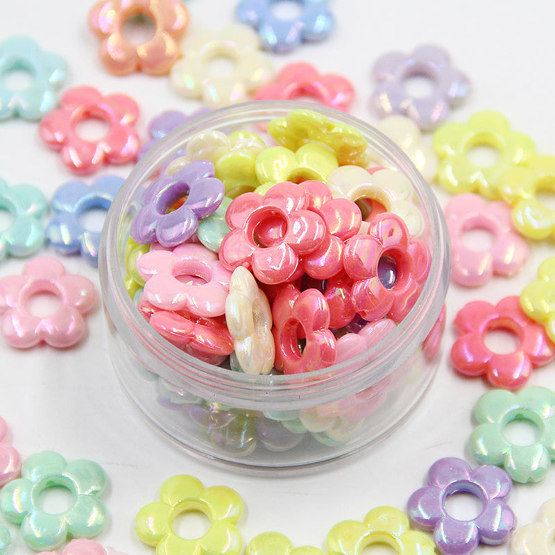 Flower Plated Colorful Acrylic Beads, 100g/500g, MBAC6030
