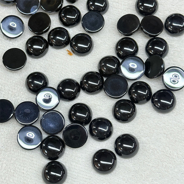 Natural Black Agate Round Cabochons, Dyed, AAA Grade, 1 Piece, MFCA2802