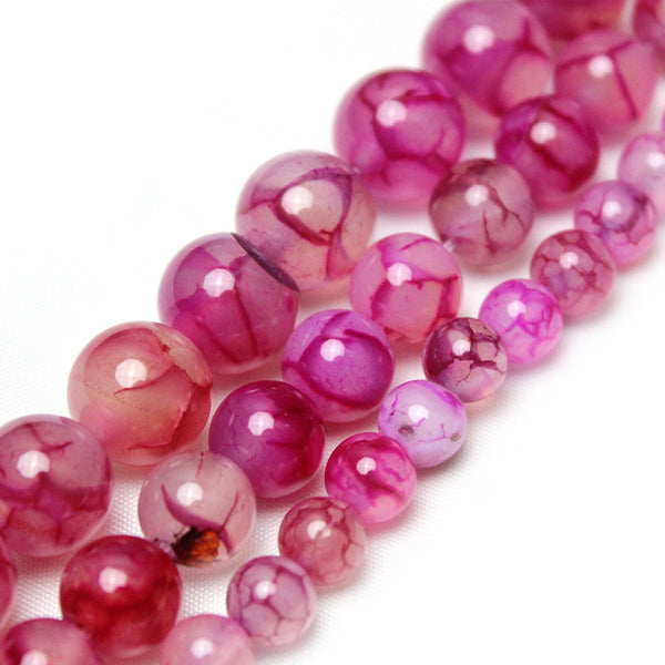 Rose Red Dragon Vein Agate Beads, 6/8/10mm, Dyed, 1 Strand, MBGEAGA049