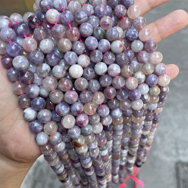 Natural Purple Tourmaline Beads, Natural Color, 6/8/10mm, 1 Strand, MBGETOU004