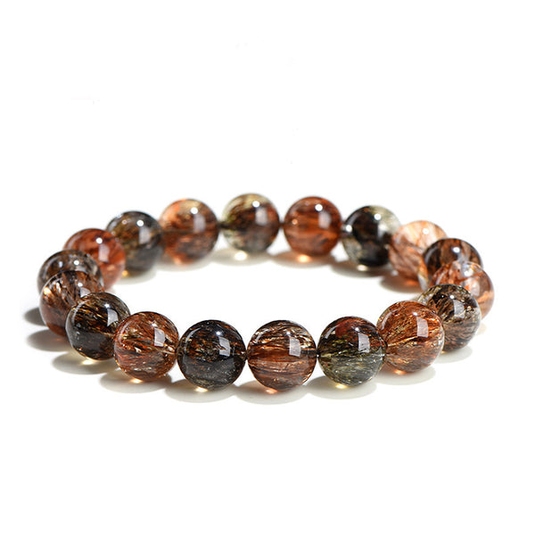 Natural Black-Golden Super Seven Crystal Bracelet, 7/8/9/11mm