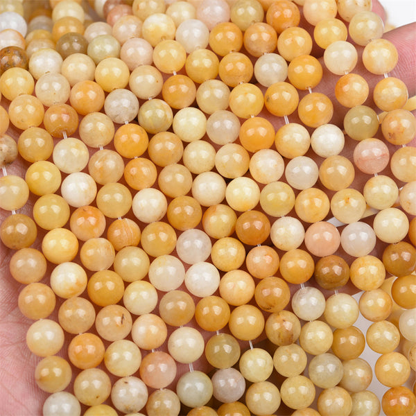 Natural Yellow Jade Beads, 6/8/10mm, 1 Strand