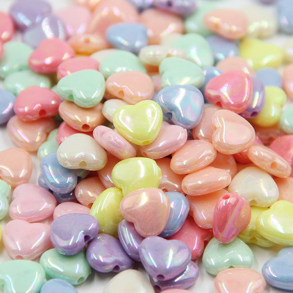 Heart-shaped Plated Colorful Acrylic Beads, 500g, MBAC6033