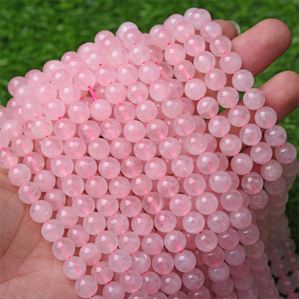 Natural Round Rose Quartz Beads, 6/8/10/12mm, 1 Strand, MBGEROQ006