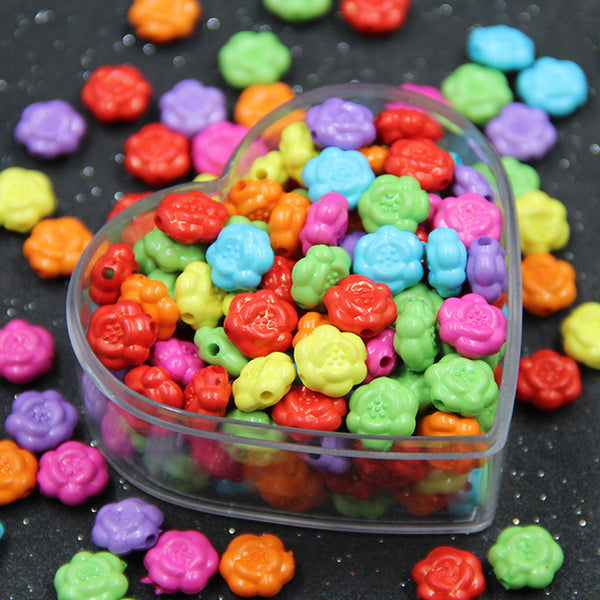 Flower Solid Color Acrylic Beads, 500g, MBAC1099