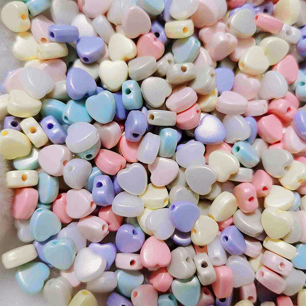 Heart-shaped Solid Color Acrylic Beads, 500g, MBAC1070