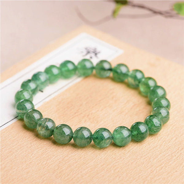 Natural Green Strawberry Quartz Bracelet, 6/7/8/9/10/11mm