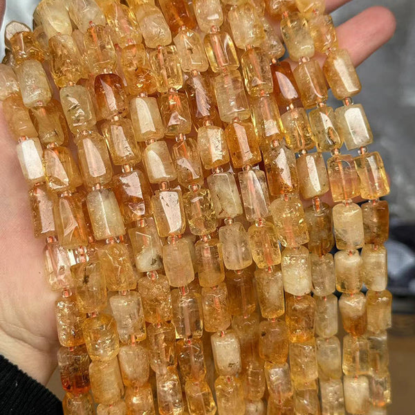 Natural Faceted Column-Shaped Citrine Beads, 8*13mm, 1 Strand, MBGECIT015