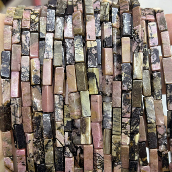 Natural Rectangular Rhodonite Beads, Natural Color, 4*13mm, 1 Strand, MBGERHO008