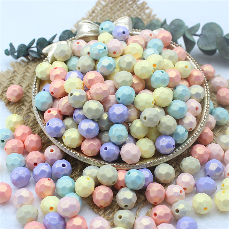 Spherical Faceted Solid Color Acrylic Beads, 100g/500g, MBAC1068