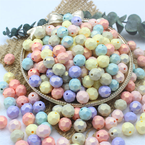 Spherical Faceted Solid Color Acrylic Beads, 500g, MBAC1068