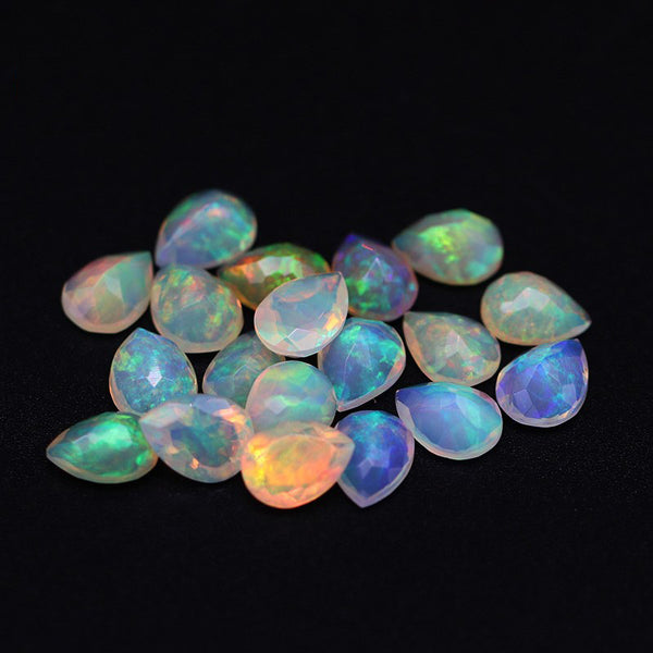 Pear Opal Faceted Gem, Natural Color, Strong Play-of-color, 1 Piece, MFFG1802