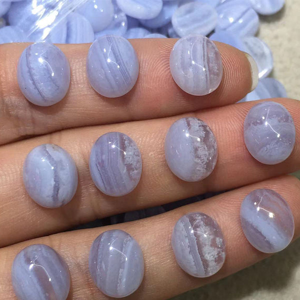 Natural Blue Lace Agate Oval Cabochons, Natural Color, AA Grade, 1 Piece, MFCA3102