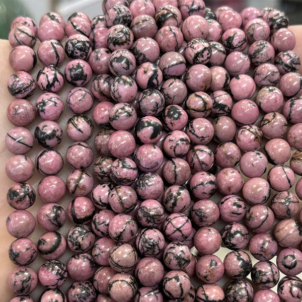 Natural Rhodonite Beads, Natural Color, 6/8/10mm, 1 Strand, MBGERHO005