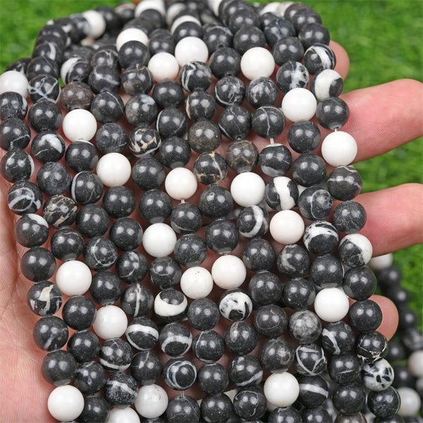 Natural Zebra Stone Beads, 6/8/10/12mm, 1 Strand