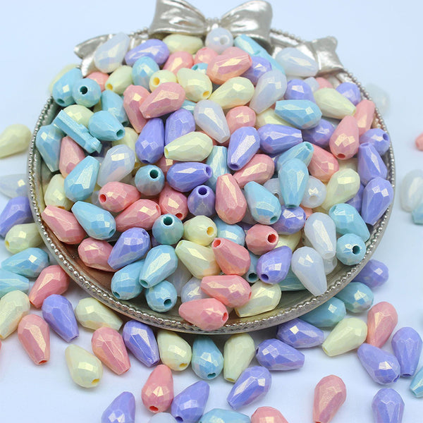 Drop-Shaped Solid Color Acrylic Beads, 500g, MBAC1069