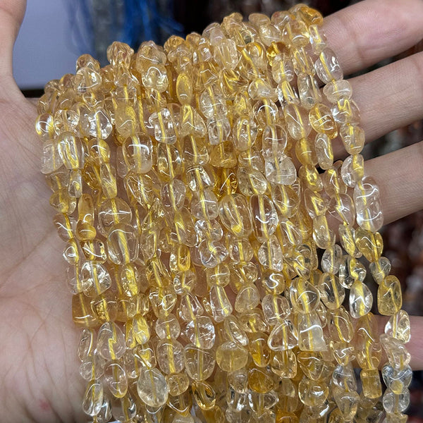 Natural Irregular-Shaped Citrine Chip Beads, Approximately 6*8mm, 1 Strand, MBGECIT016