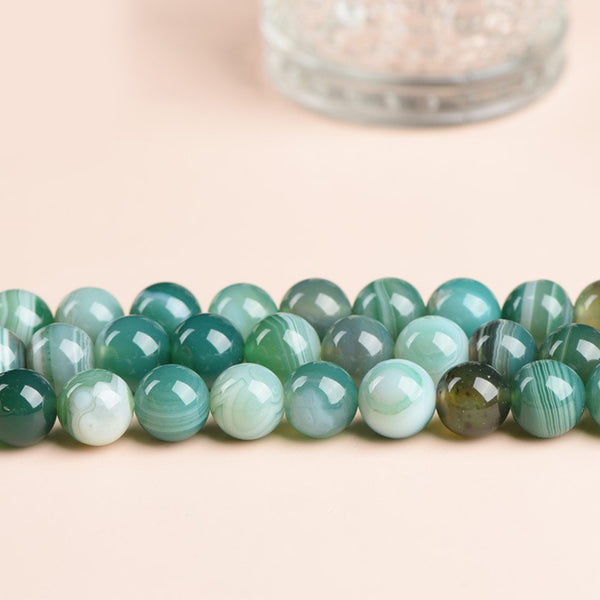 Green Banded Agate Beads, Dyed, 4-12mm, 1 Strand, MBGEAGA016