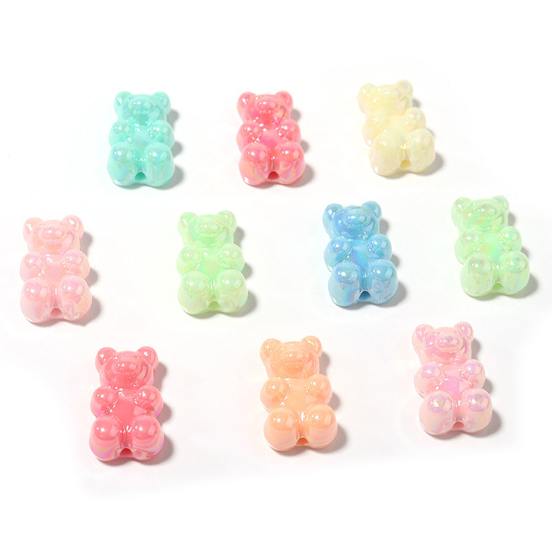 30 piezas, cuentas acrílicas coloridas chapadas en oso, MBAC6050