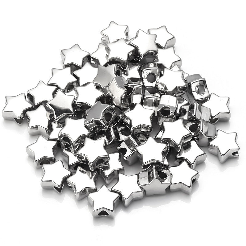 50 piezas, cuentas acrílicas metálicas de estrella, MBAC8011