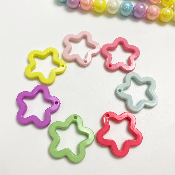 Star-shaped Solid Color Acrylic Beads, 500g, MBAC1107