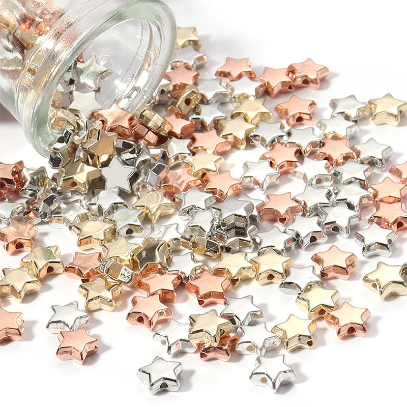 50pieces, Star Metallic Acrylic Beads, MBAC8011