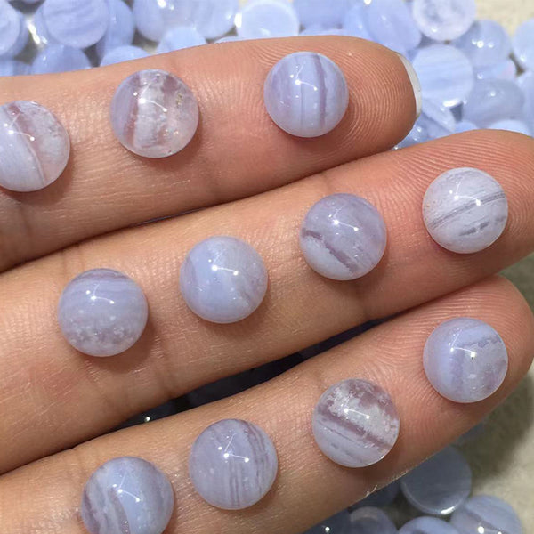 Natural Blue Lace Agate Round Cabochons, Natural Color, AA Grade, 1 Piece, MFCA3101