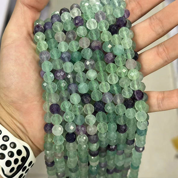 Natural Faceted Fluorite Beads, Natural Color, 8mm, 1 Strand, MBGEFLU008