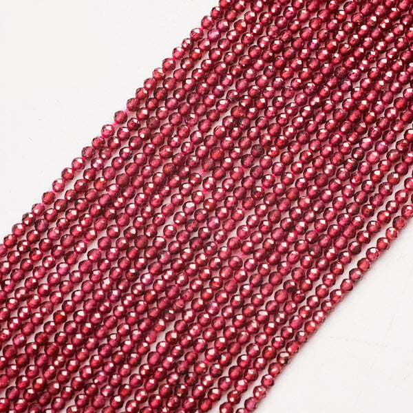 Natural Red Faceted Garnet Small Beads, Natural Color, 2/3/4mm, 1 Strand, MBGEGAR009