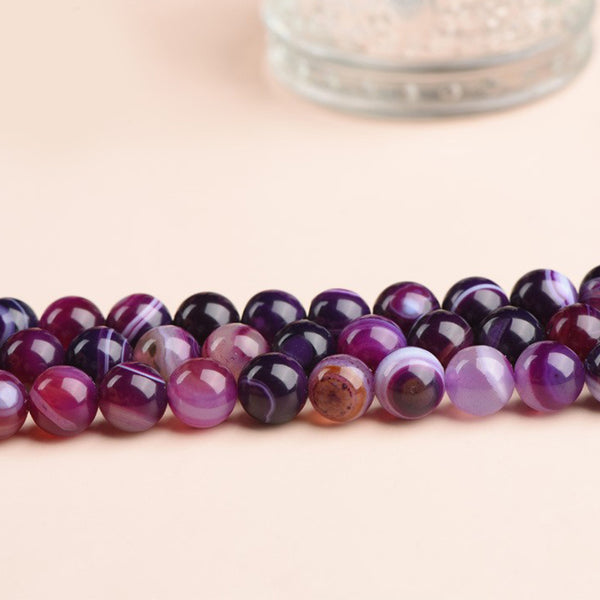 Purple Banded Agate Beads, Dyed, 4-12mm, 1 Strand, MBGEAGA015