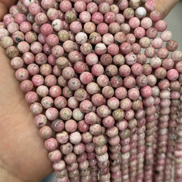 Natural Peruvian Rhodonite Beads, Natural Color, 6/8mm, 1 Strand, MBGERHO004