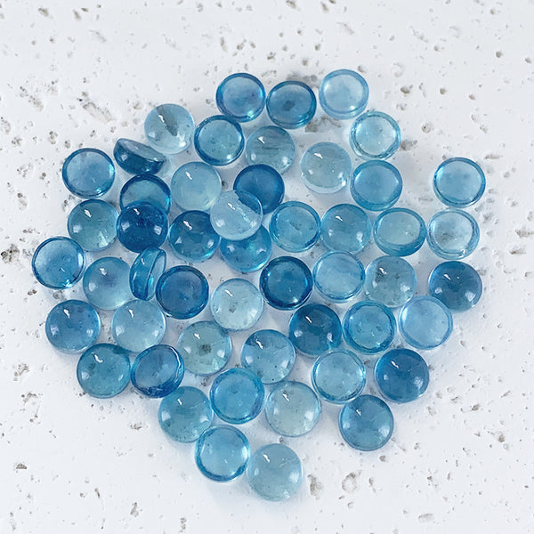Natural Aquamarine Round Cabochons, Heat Treated, A Grade, 1 Piece, MFCA2103