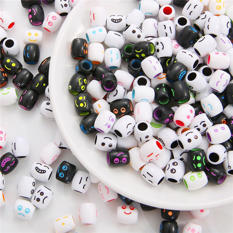 30pieces, Cute Expression Large Hole Acrylic Beads, MBAC3032