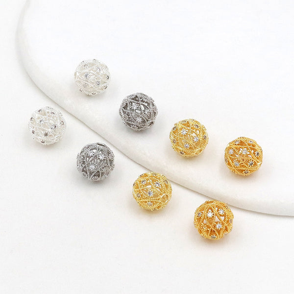 Hollow Brass Spacer Beads, 10mm, 5pieces, MFSP1051