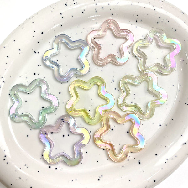 Star Transparent Plated Colorful Acrylic Beads, 500g, MBAC6018