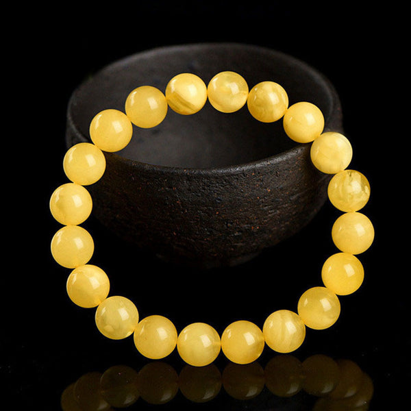 Natural Beeswax Amber Bracelet, 8/9/10/11/12/13mm