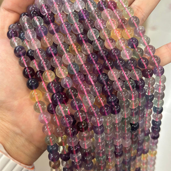 Natural Fluorite Beads, Natural Color, 6/8/10mm, 1 Strand, MBGEFLU006