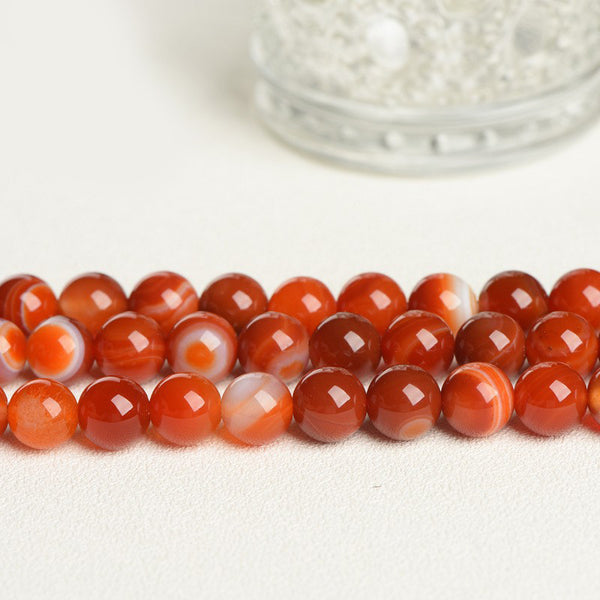 Natural Red Banded Agate Beads, Dyed, 4-12mm, 1 Strand, MBGEAGA014