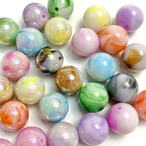 Spherical Plated Colorful Acrylic Beads, 500g, MBAC6027