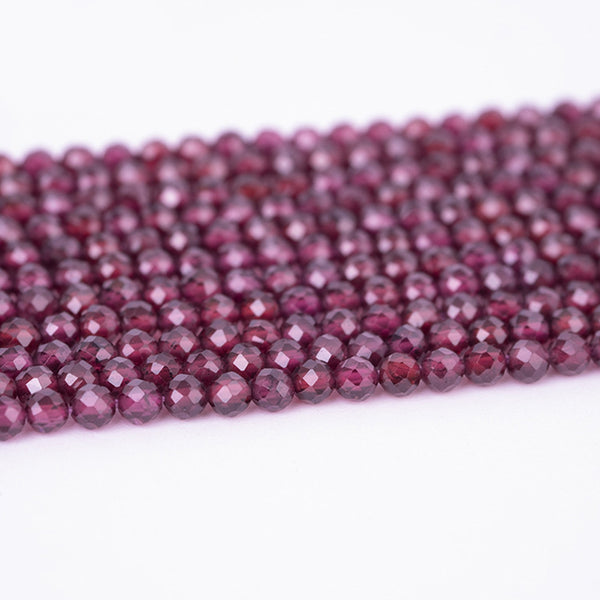 Natural Rose Red Faceted Garnet Small Beads, Natural Color, 2/3/4mm, 1 Strand, MBGEGAR010