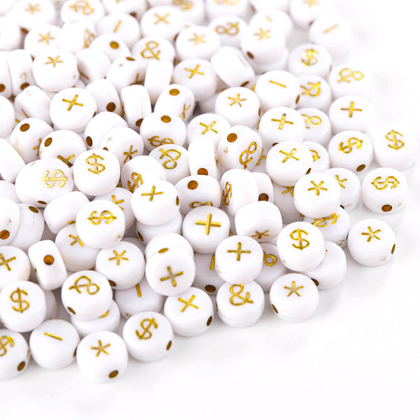 Round Symbol Acrylic Beads, 4*7mm, 500g, MBAC4090