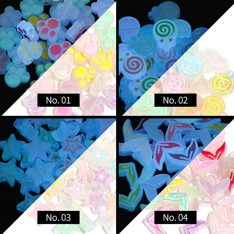 10pieces, Luminous Cartoon Patterned Acrylic Beads, MBAC3011